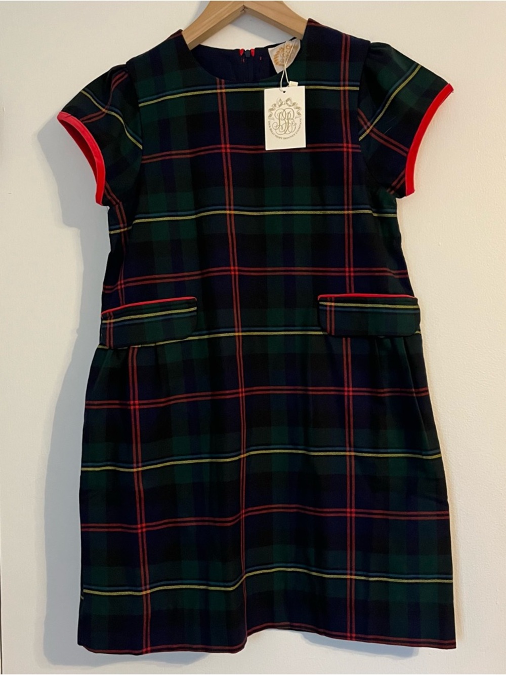 Beaufort Bonnet Company Betts Bow Dress Horse Trail Tartan Richmond Red 14 NWT